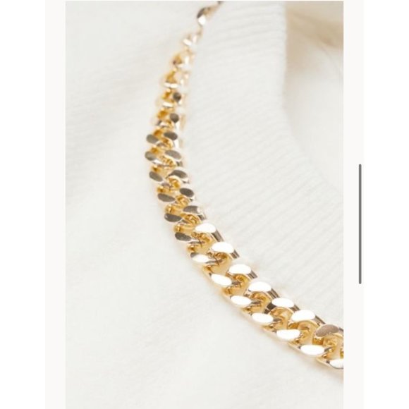 H&M Chain Detail Sweater Wool blend Gold Chain White M - Picture 4 of 14